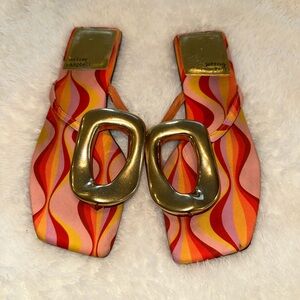 Jeffrey Campbell Wave Pattern Sandals with Gold Detail